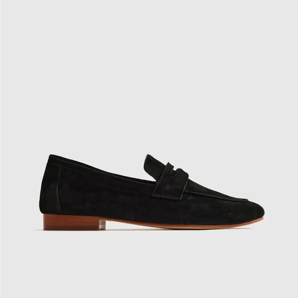 Quince Italian Suede Penny Loafers in Black Size 9.5 - Picture 1 of 9